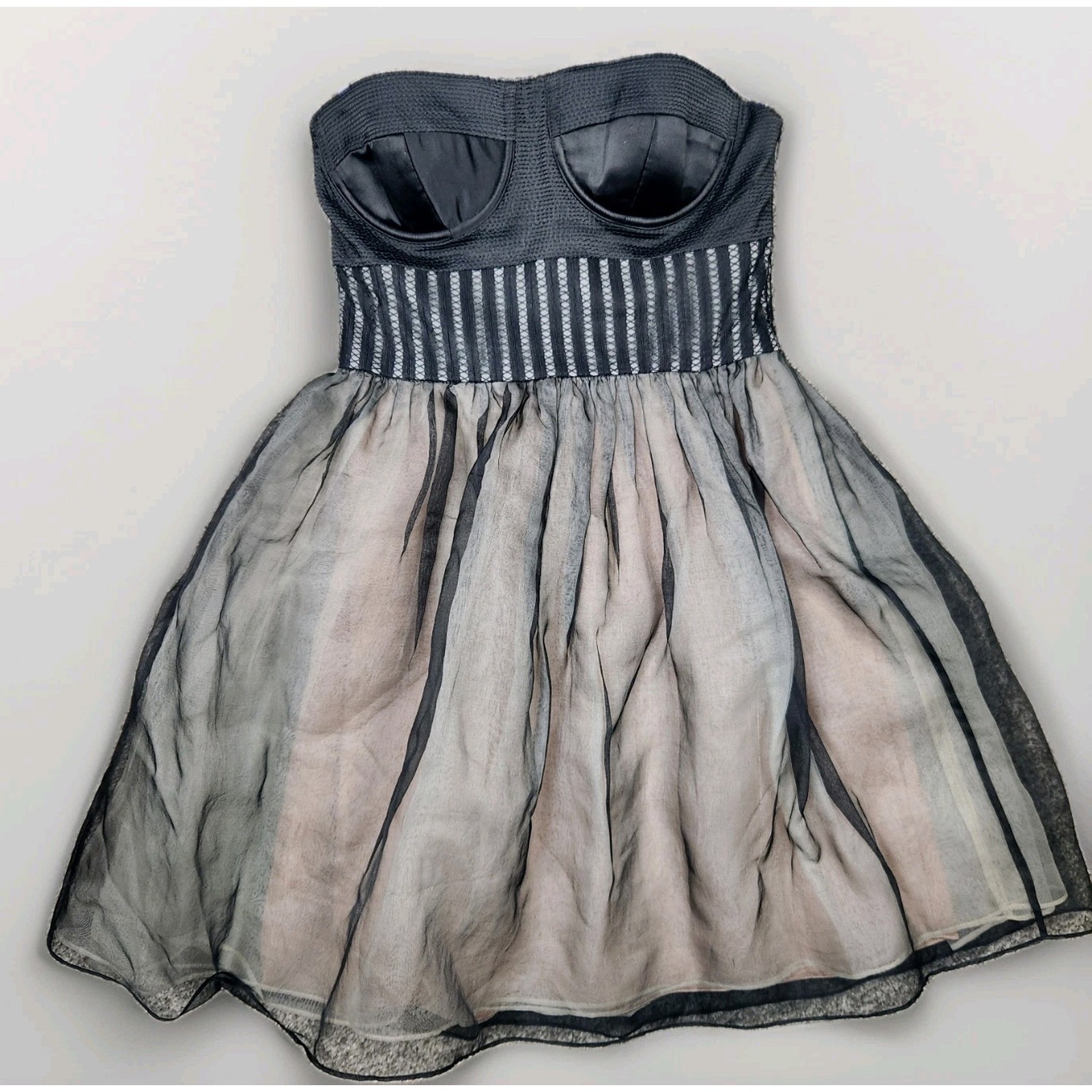 Vera Wang Lavender Label Womens 4 Black Strapless Corset Dress Silk Tulle Skirt